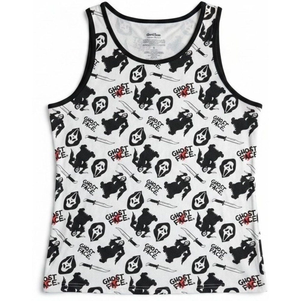 Ghost Face Men's Tank Top Small Scream Mask Horror Movie All Over Print